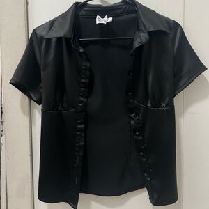 Princess Polly Black Satin Blouse